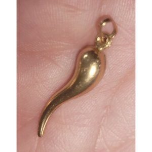 Vintage 750/18k Gold Italian Horn Pendant No Chain